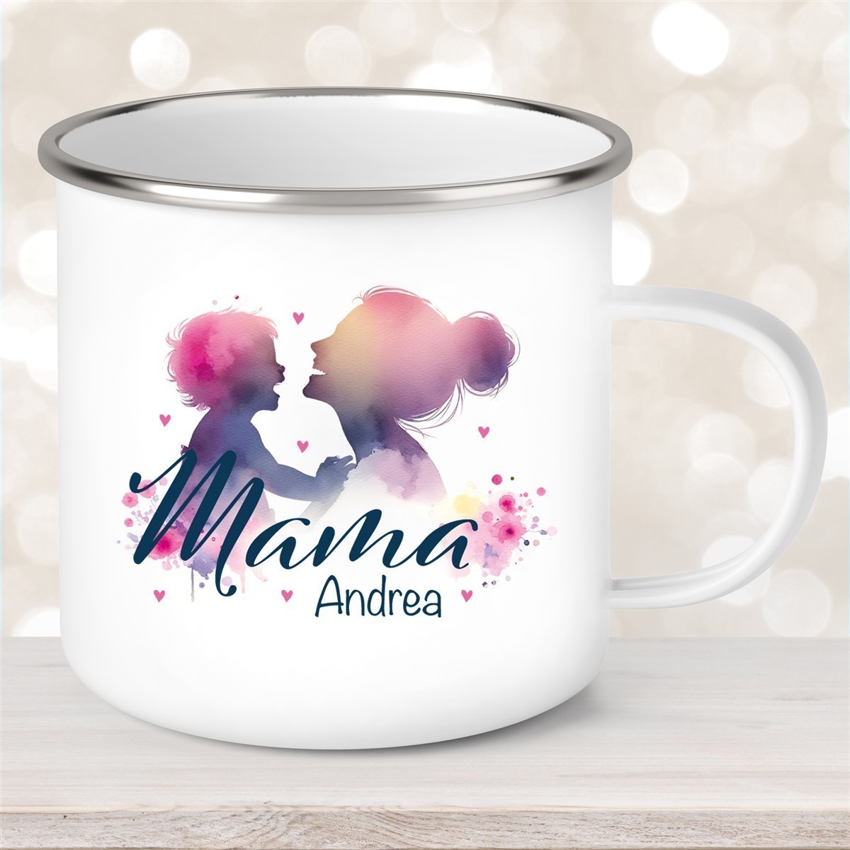 Tasse Muttertag #11 Wunschnamen Emaille Personalisiert Tasse Muttertag #11 Wunschnamen Emaille Personalisiert