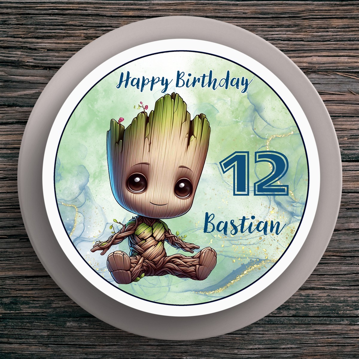 Tortenaufleger Geburtstag Baby-Groot #2 Name & Zahl (20cm)