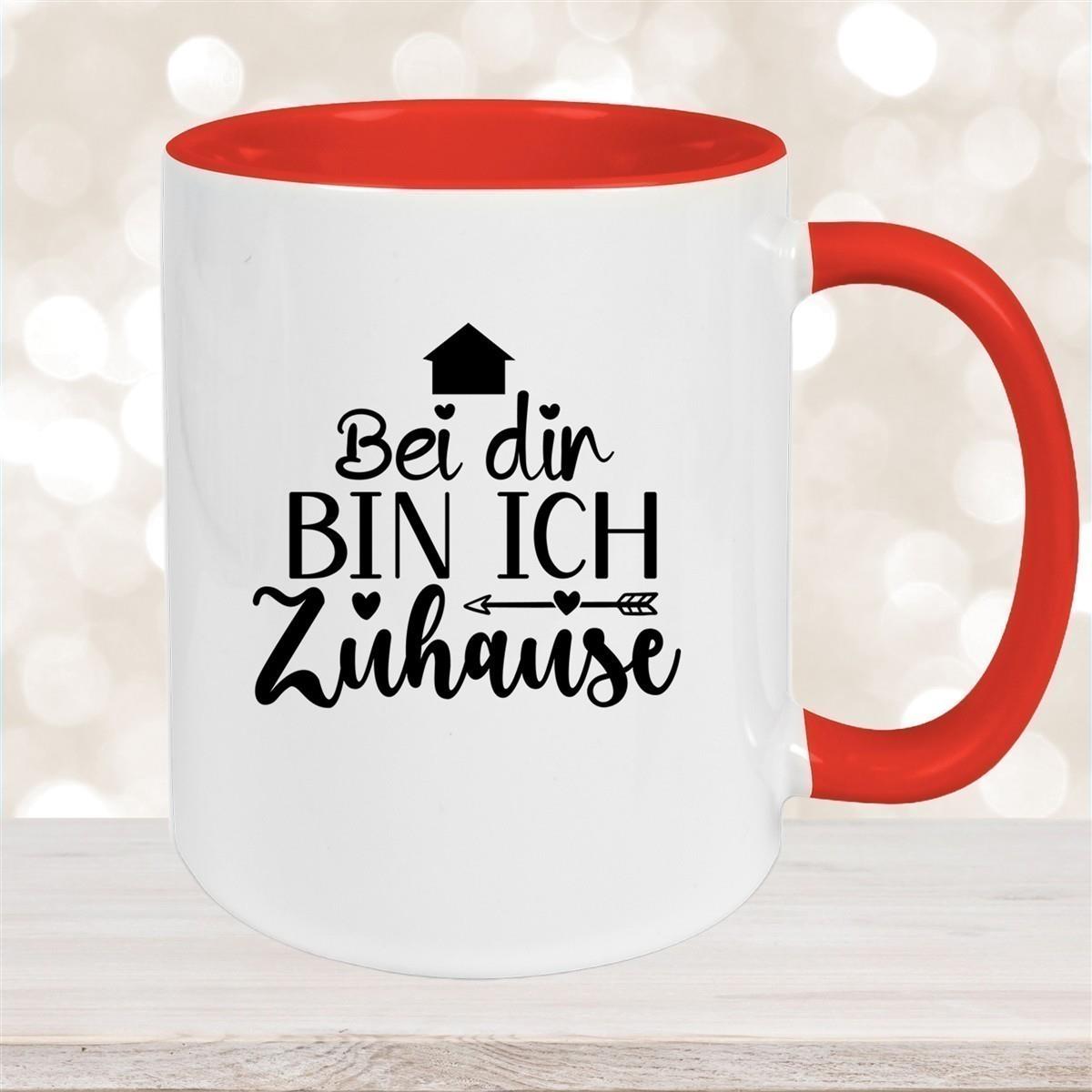 Tasse Liebe -  Spruch "Bei dir bin ich zu Hause" Valentinstag Wunschnamen Keramik personalisiert versch. Farben