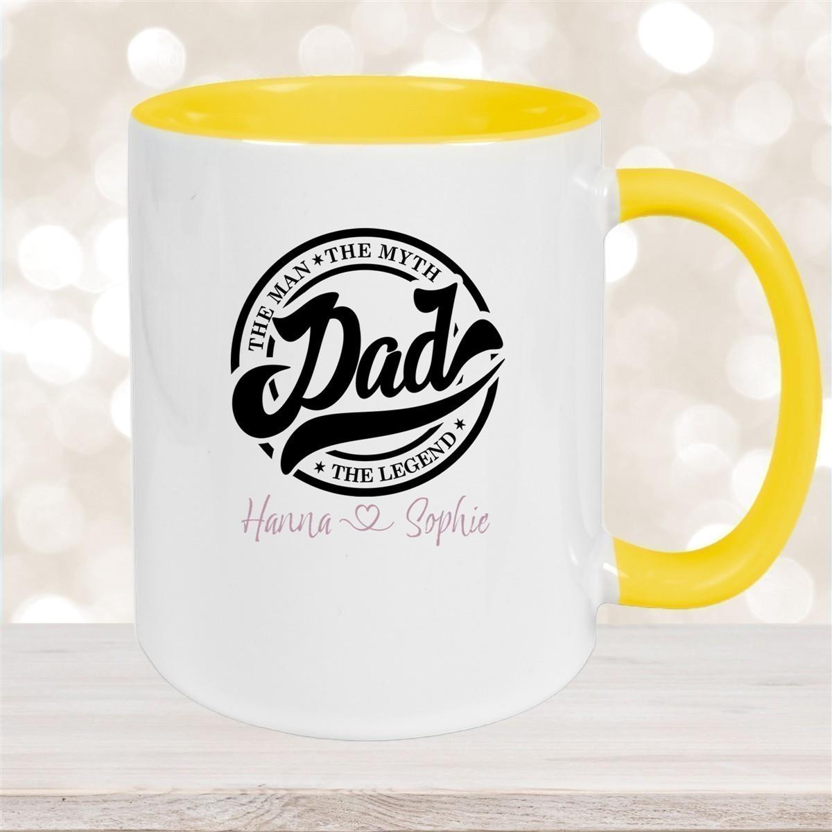 Tasse Vatertag 8 Papa, "The Legend" Wunschnamen Keramik Personalisiert versch. Farben