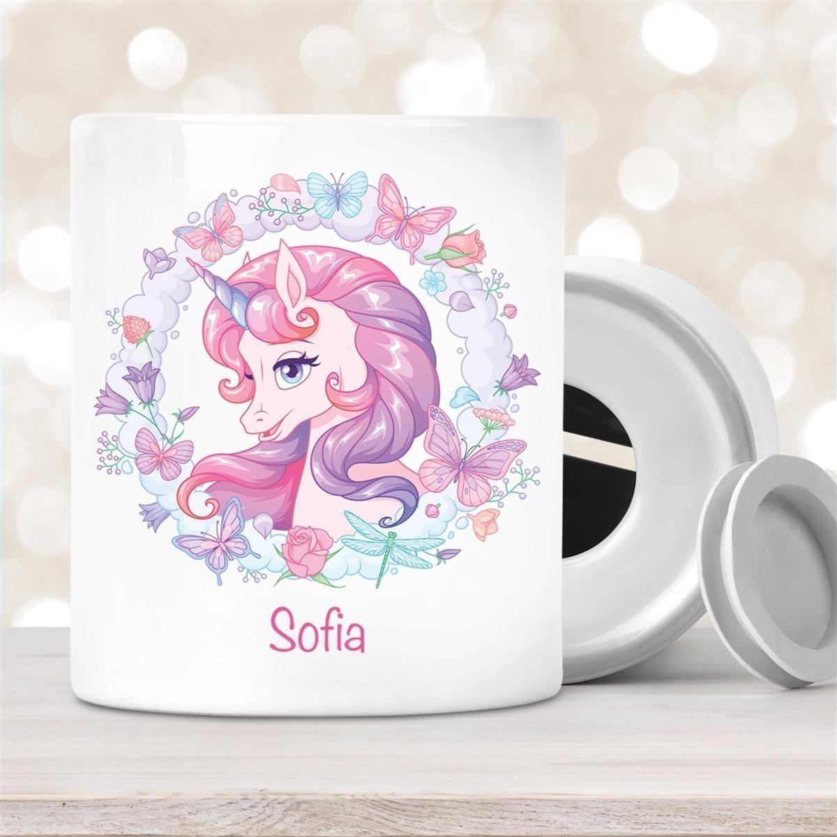 Spardose mit Wunschname Einhorn #1 personalisiert Spardose mit Wunschname Einhorn #1 personalisiert