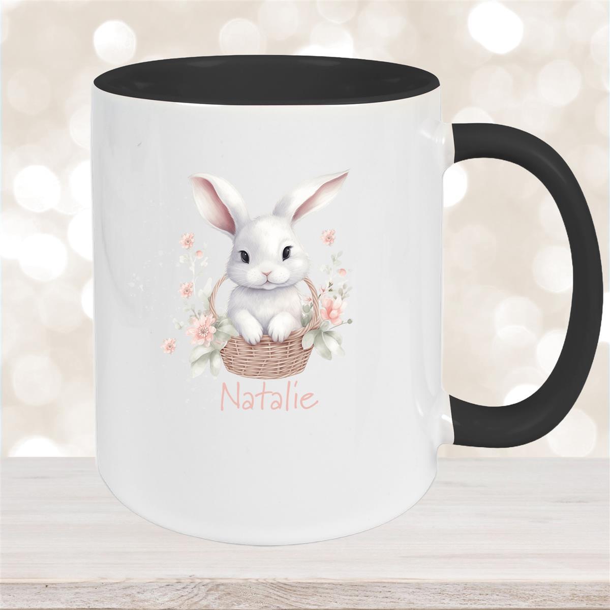 Tasse Hase #1 Wunschnamen Keramik personalisiert Schwarz