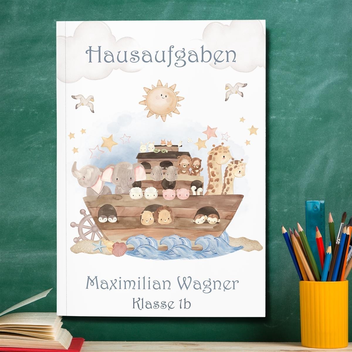 Hausaufgabenheft Arche #1 DIN A5 - 48 Blatt mit Name und Klasse