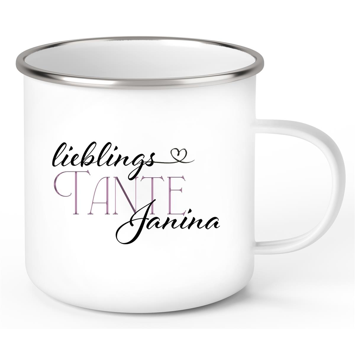 Tasse Wunschname Lieblings-Tante 1 Emaille personalisiert