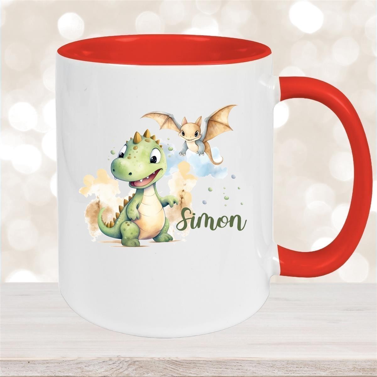 Tasse Dino #6 Wunschname Keramik Kinderbecher Personalisiert versch. Farben