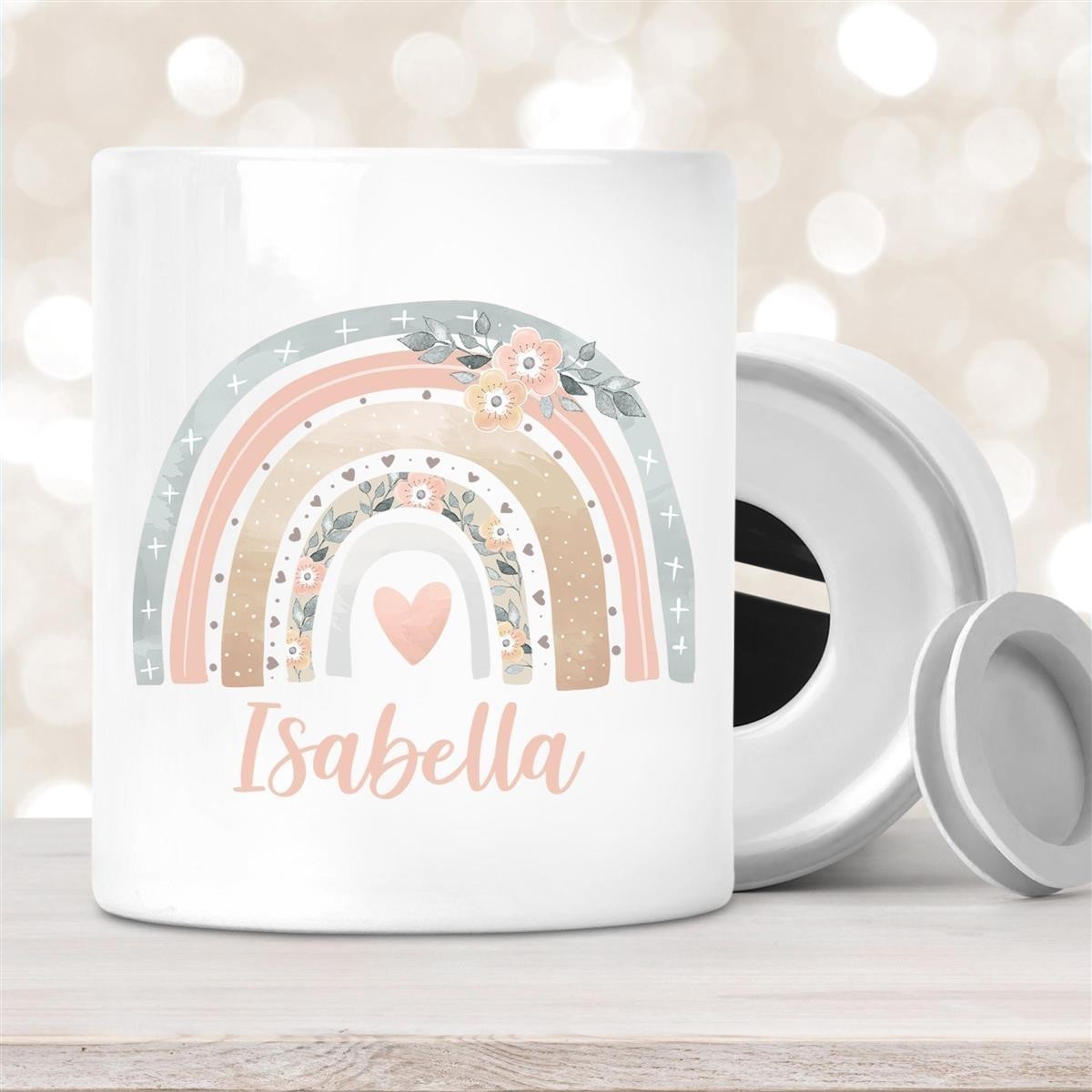 Spardose mit Wunschname Regenbogen #7 personalisiert Spardose mit Wunschname Regenbogen #7 personalisiert