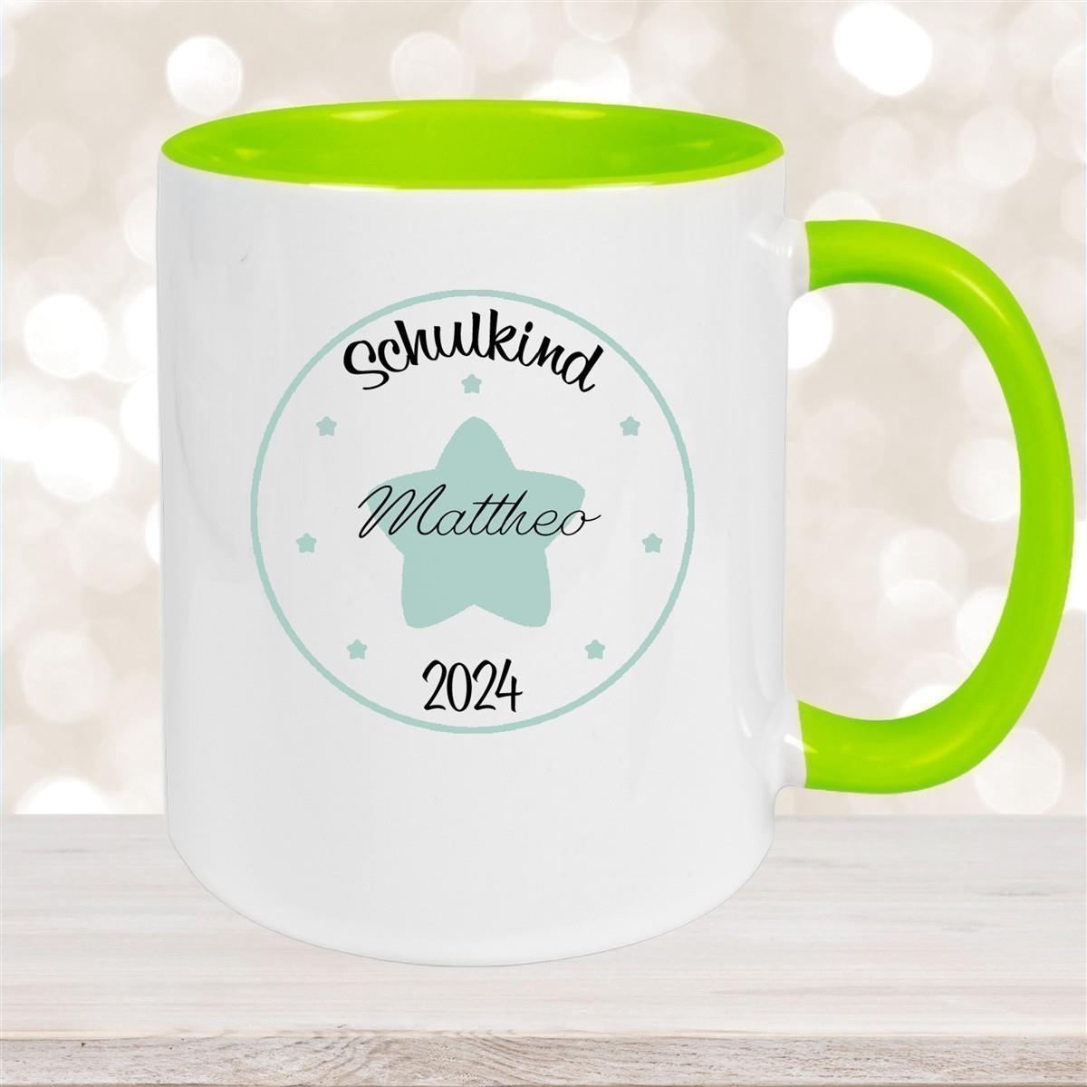 Tasse Schulkind 01 Wunschname Keramik Kinderbecher Personalisiert versch. Farben