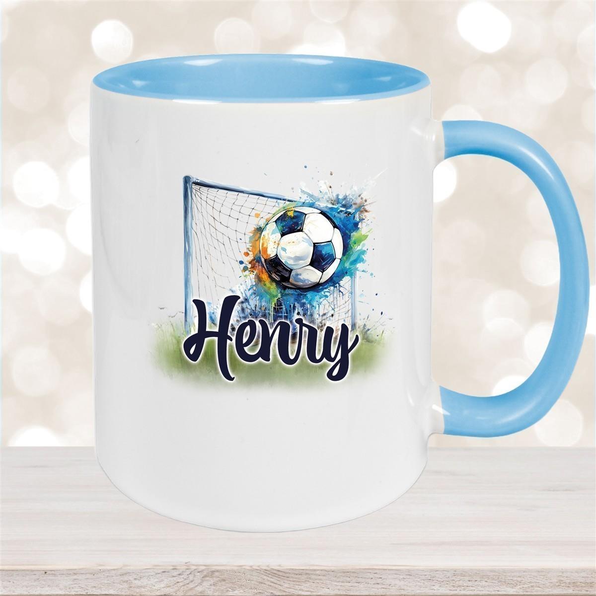 Tasse Wunschname Fußball 13 Personalisiert Keramik Kinderbecher versch. Farben