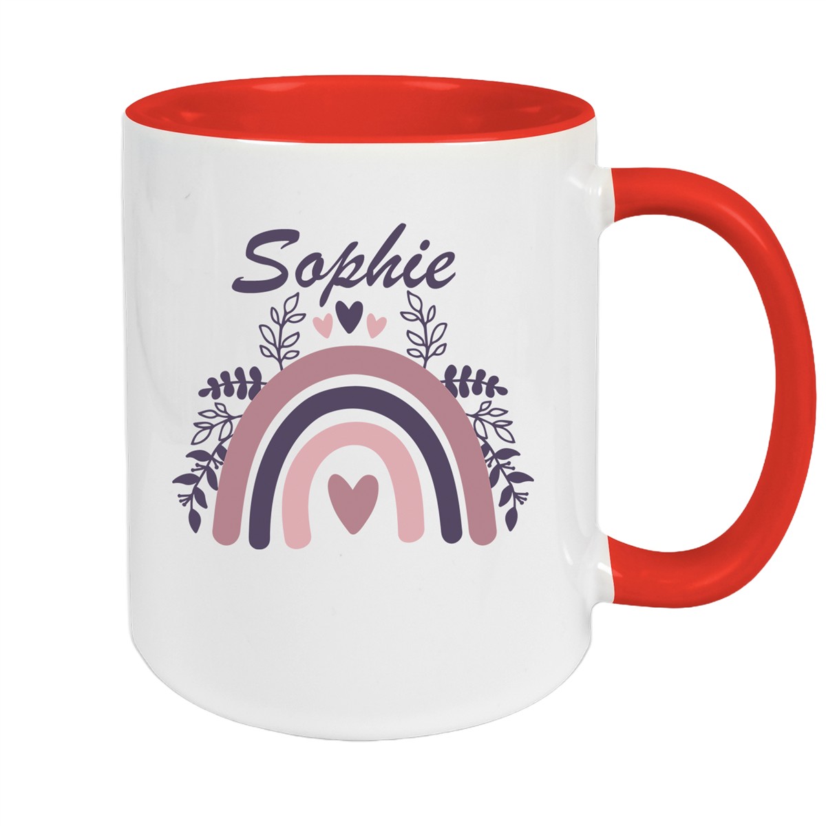 Tasse Regenbogen #8 Wunschname Keramik Kinderbecher Rot