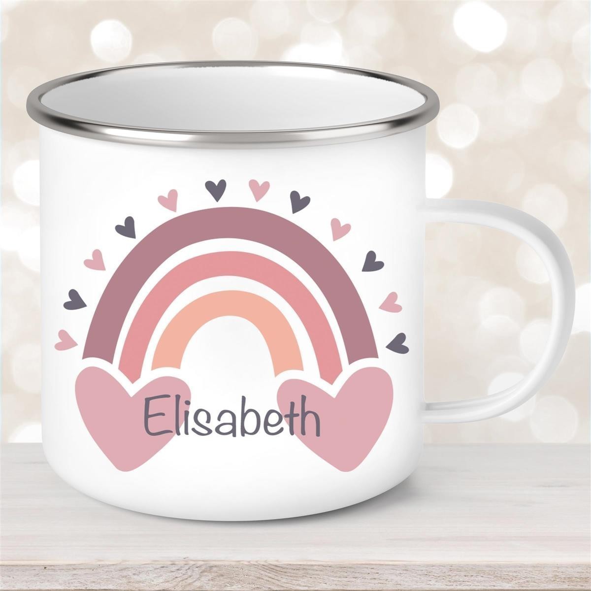 Tasse Wunschname Regenbogen #2 Emaille Kinderbecher Tasse Wunschname Regenbogen #2 Emaille Kinderbecher