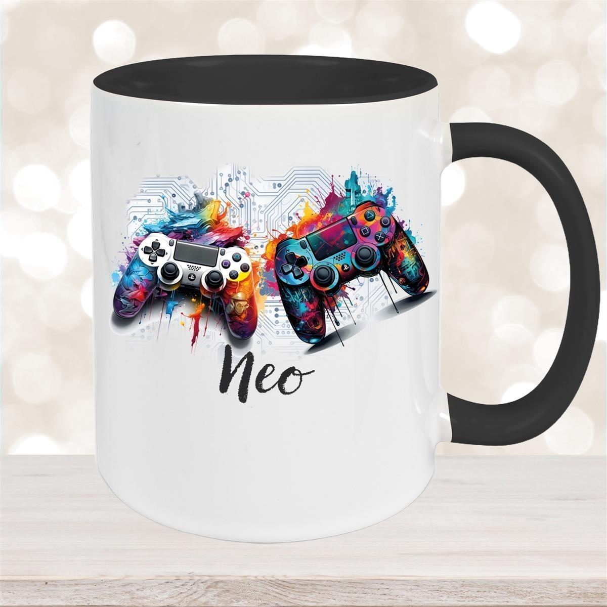 Tasse Gamer 1 Wunschname Keramik Kinderbecher personalisiert versch. Farben