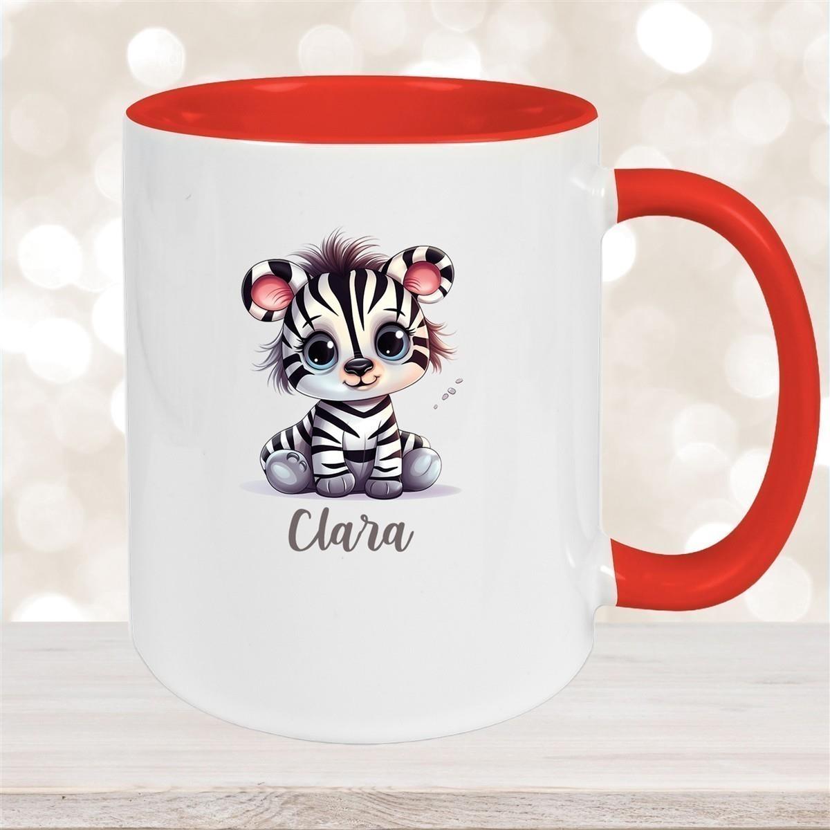 Tasse Wunschname Zebra 2 Keramik Kinderbecher versch. Farben