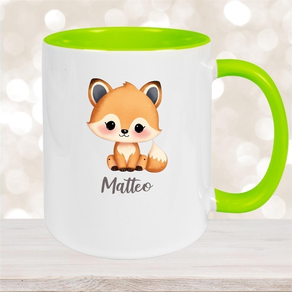 Tasse Wunschname Fuchs 1 Keramik Kinderbecher versch. Farben