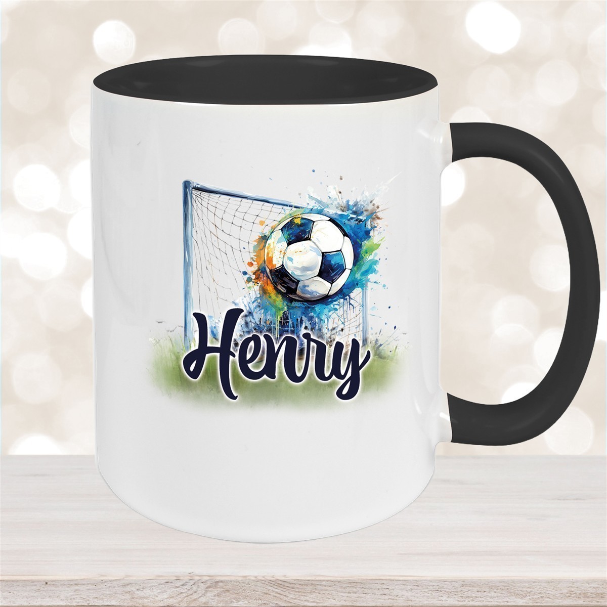 Tasse Wunschname Fußball #13 Personalisiert Keramik Kinderbecher versch. Farben