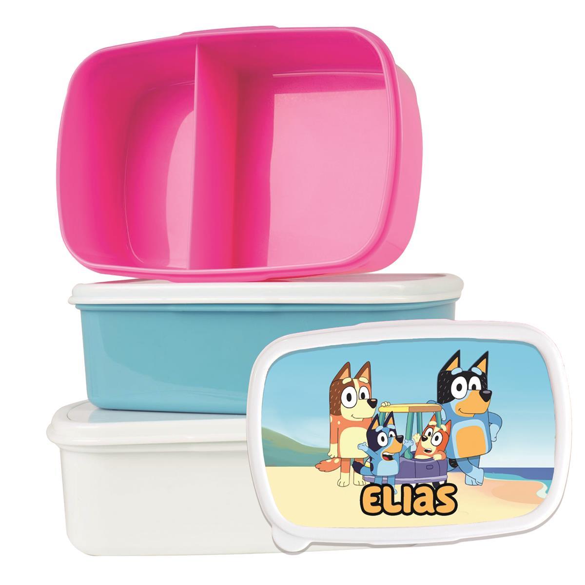 Brotdose mit Namen Bluey 02 – Personalisierte Lunchbox für Schule & Kindergarten versch. Farben