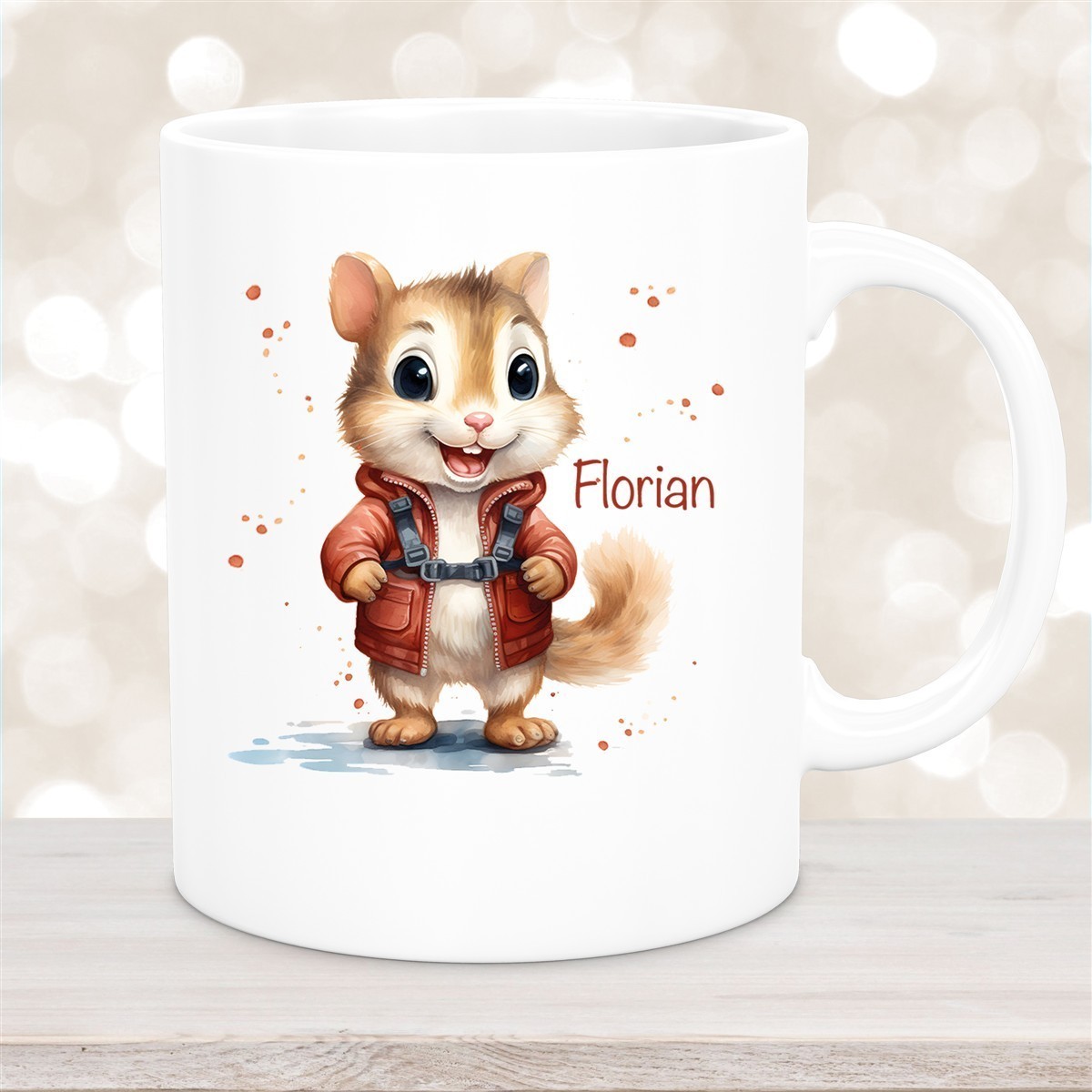 Tasse Wunschname Chipmunk #1 Keramik Kinderbecher personalisiert versch. Farben