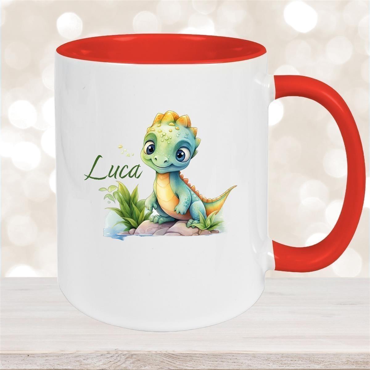 Tasse Dino 11 Wunschname Keramik Kinderbecher Personalisiert versch. Farben