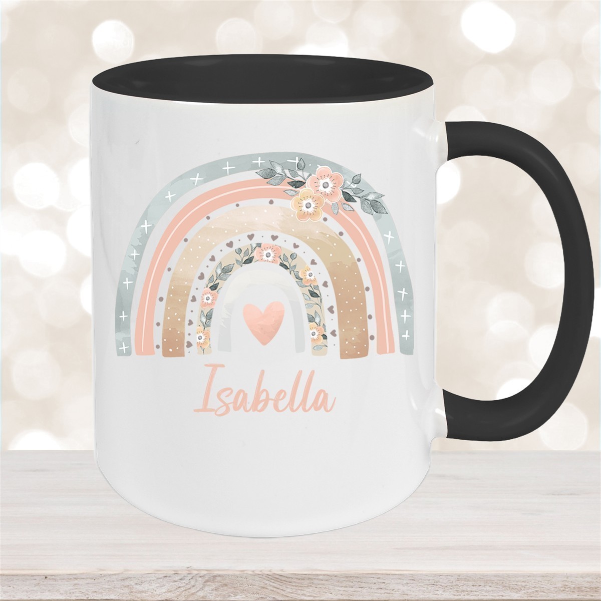 Tasse Wunschname Regenbogen #7 Keramik Kinderbecher versch. Farben