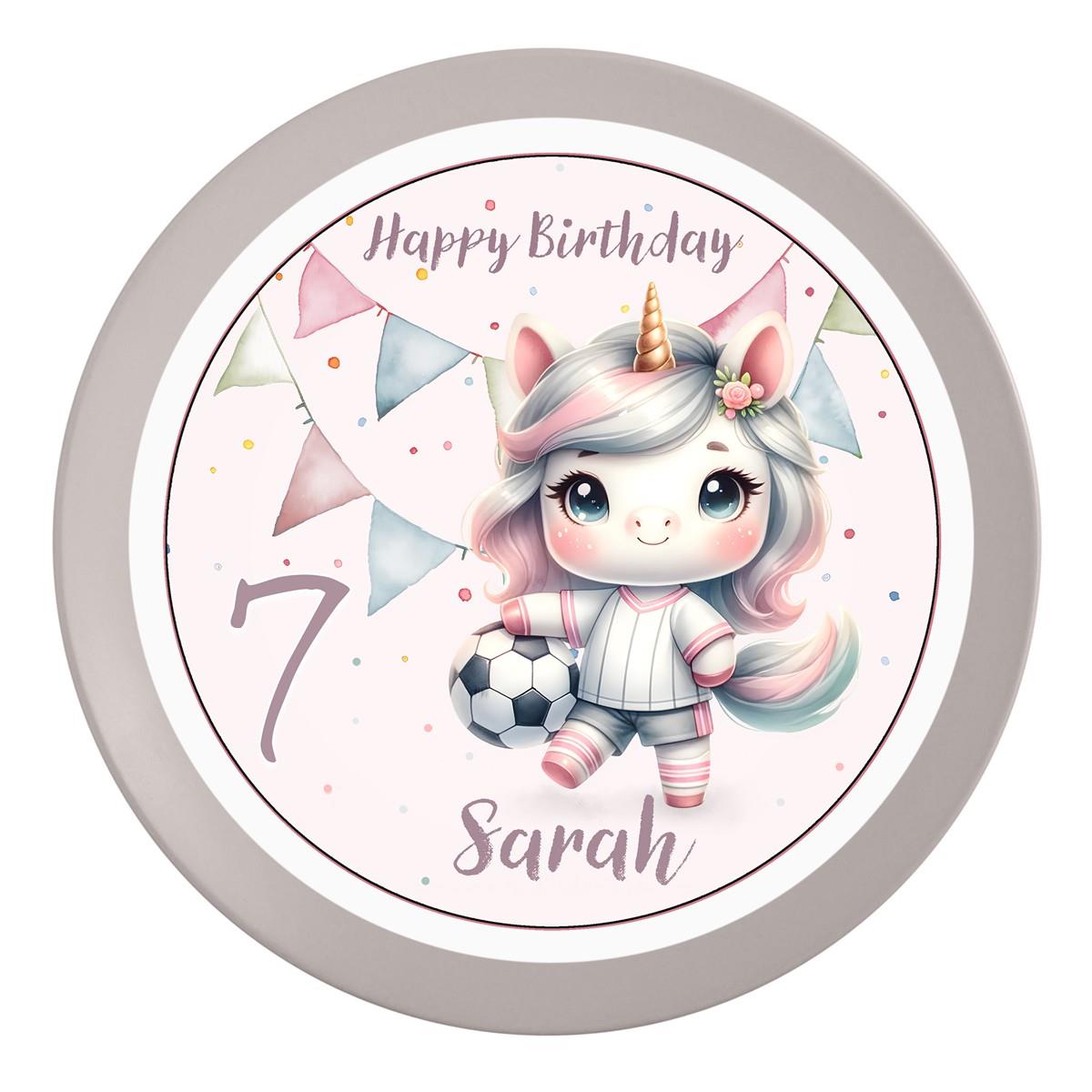 Tortenaufleger Geburtstag Fußball 8 Einhorn Unicorn Name & Zahl (20cm) Fondant Papier