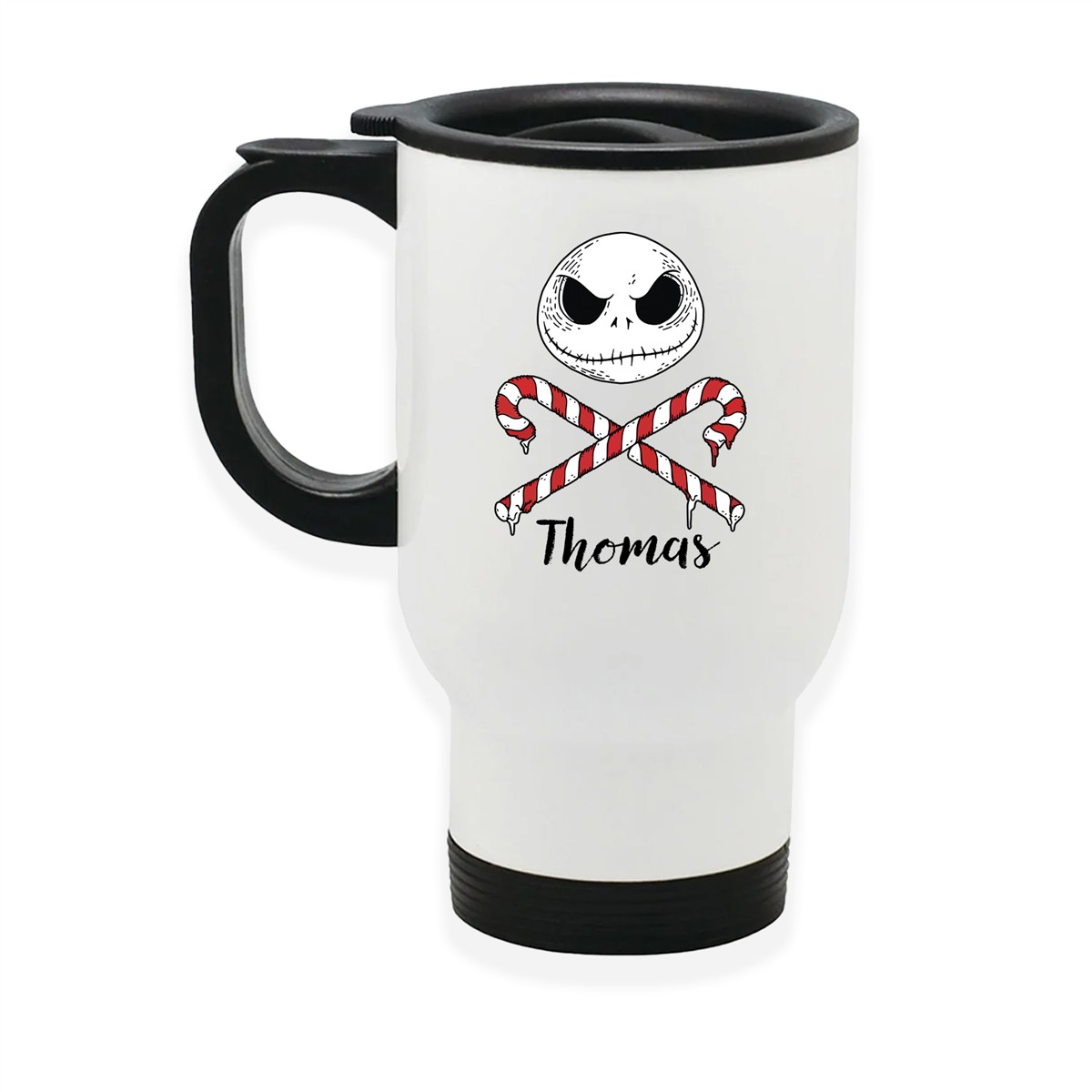 Edelstahl-Thermobecher mit Deckel Weihnachten Nightmare before Christmas #1 personalisiert weiß