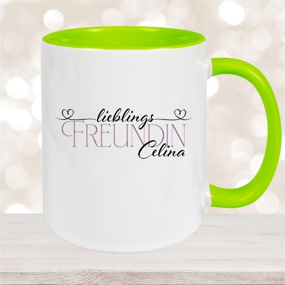 Tasse Wunschname Lieblings-Freundin 1 personalisiert Keramik Becher versch. Farben