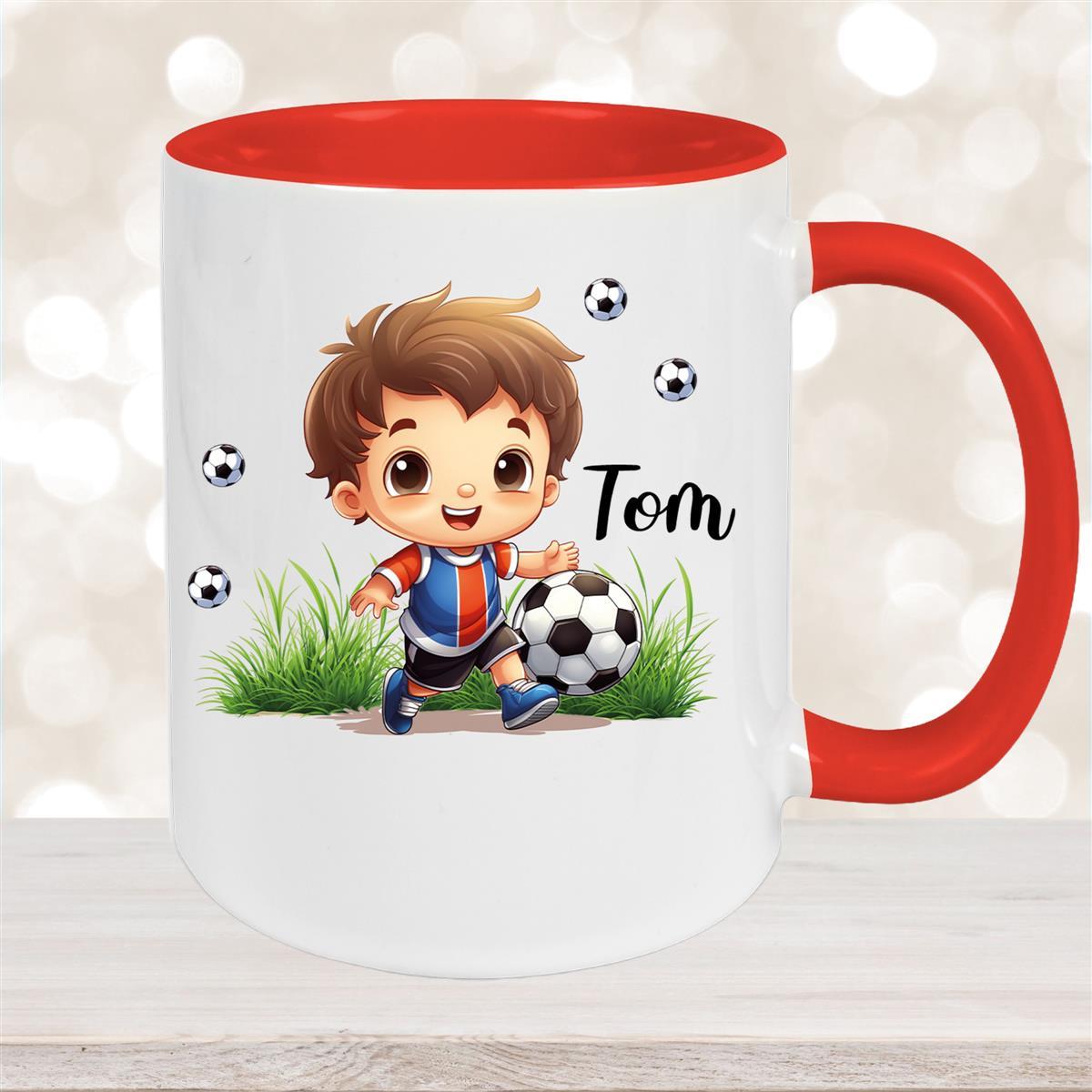 Tasse Fußball #8 Wunschname Keramik Kinderbecher personalisiert versch. Farben  