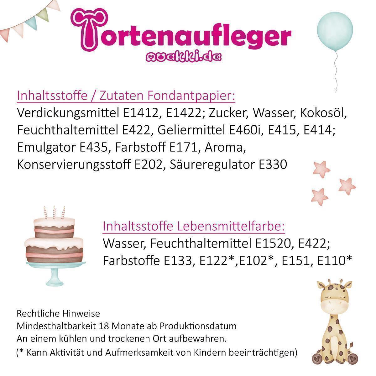 Tortenaufleger Geburtstag Einhorn #5 Name & Zahl (20cm) Fondant Papier
