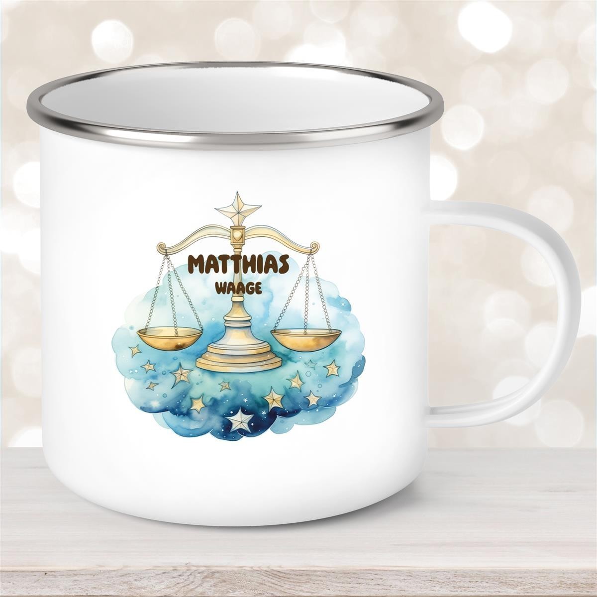 Tasse Sternzeichen Kinder Waage #1 Wunschname Emaille Kinderbecher personalisiert Tasse Sternzeichen Kinder Waage #1 Wunschname Emaille Kinderbecher personalisiert