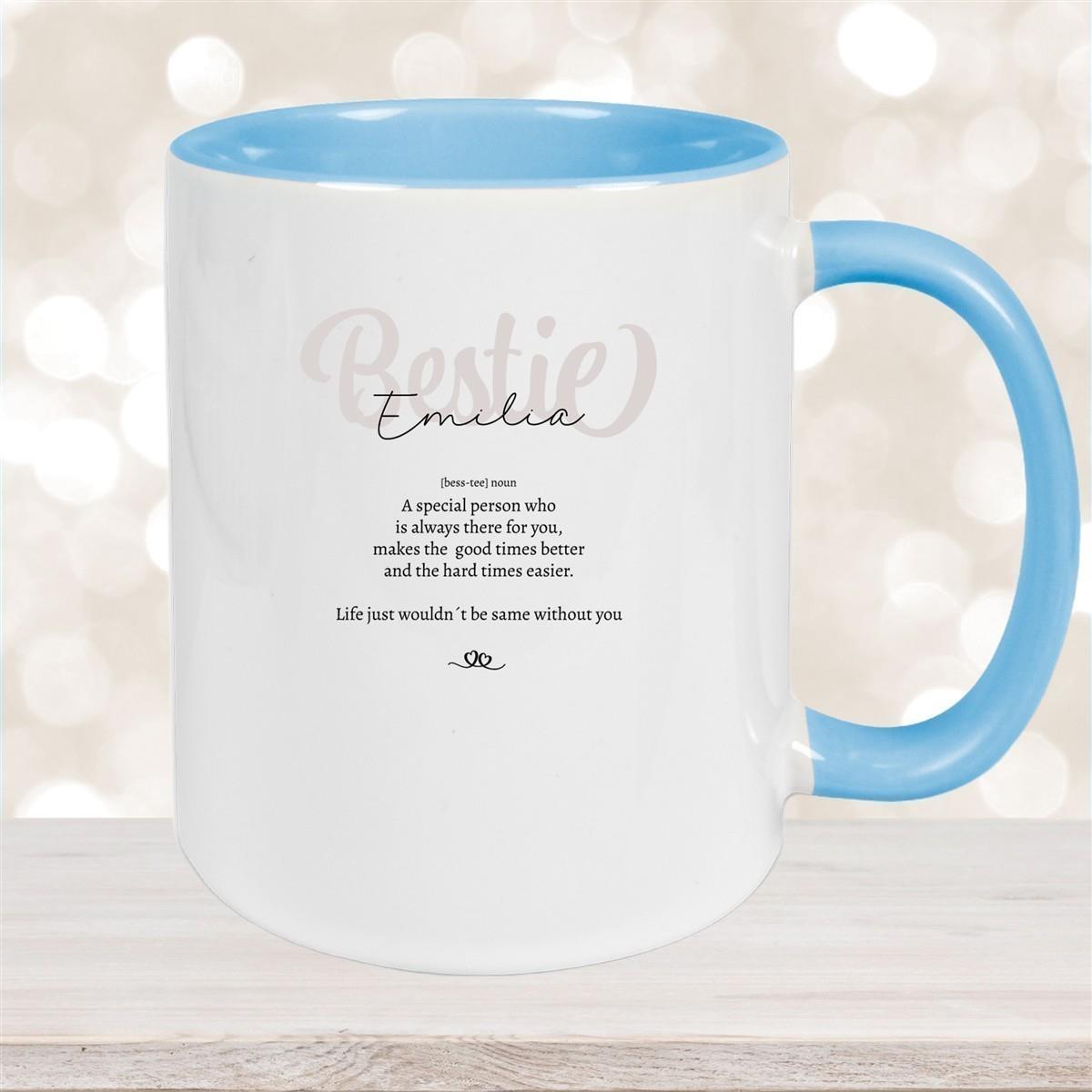 Tasse Wunschname Lieblings-Bestie 2 personalisiert Keramik Becher versch. Farben