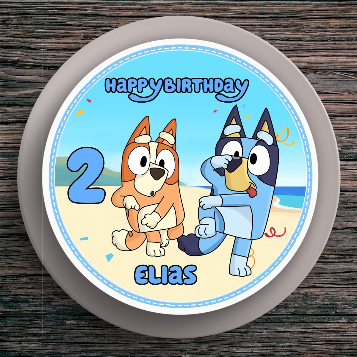 Tortenaufleger Geburtstag Bluey #3 Name & Zahl (20cm) Fondant Papier