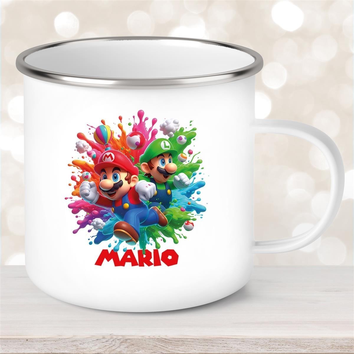 Tasse Wunschname Super-Mario #1 Emaille Kinderbecher personalisiert Tasse Wunschname Super-Mario #1 Emaille Kinderbecher personalisiert
