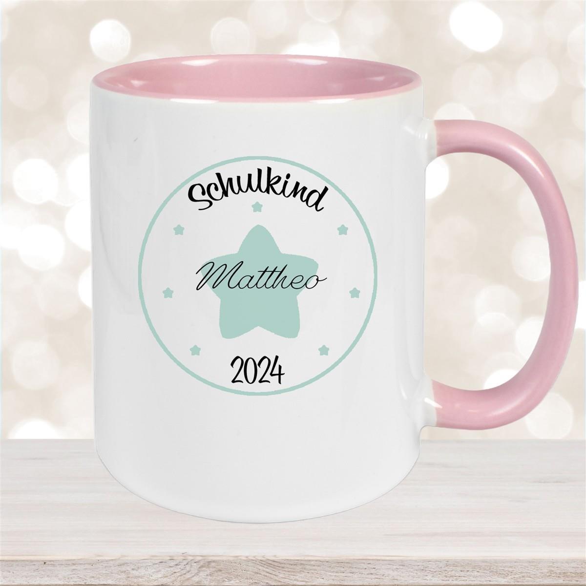 Tasse Schulkind 01 Wunschname Keramik Kinderbecher Personalisiert versch. Farben