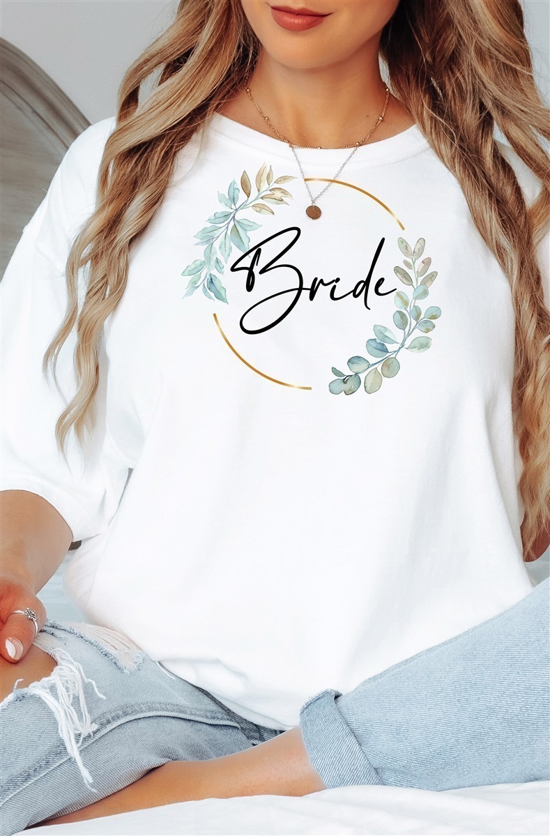 T-Shirt Bride #02-Eukalyptus – Damen-Shirt für den Junggesellinnenabschied Bride-Weiß-XXL