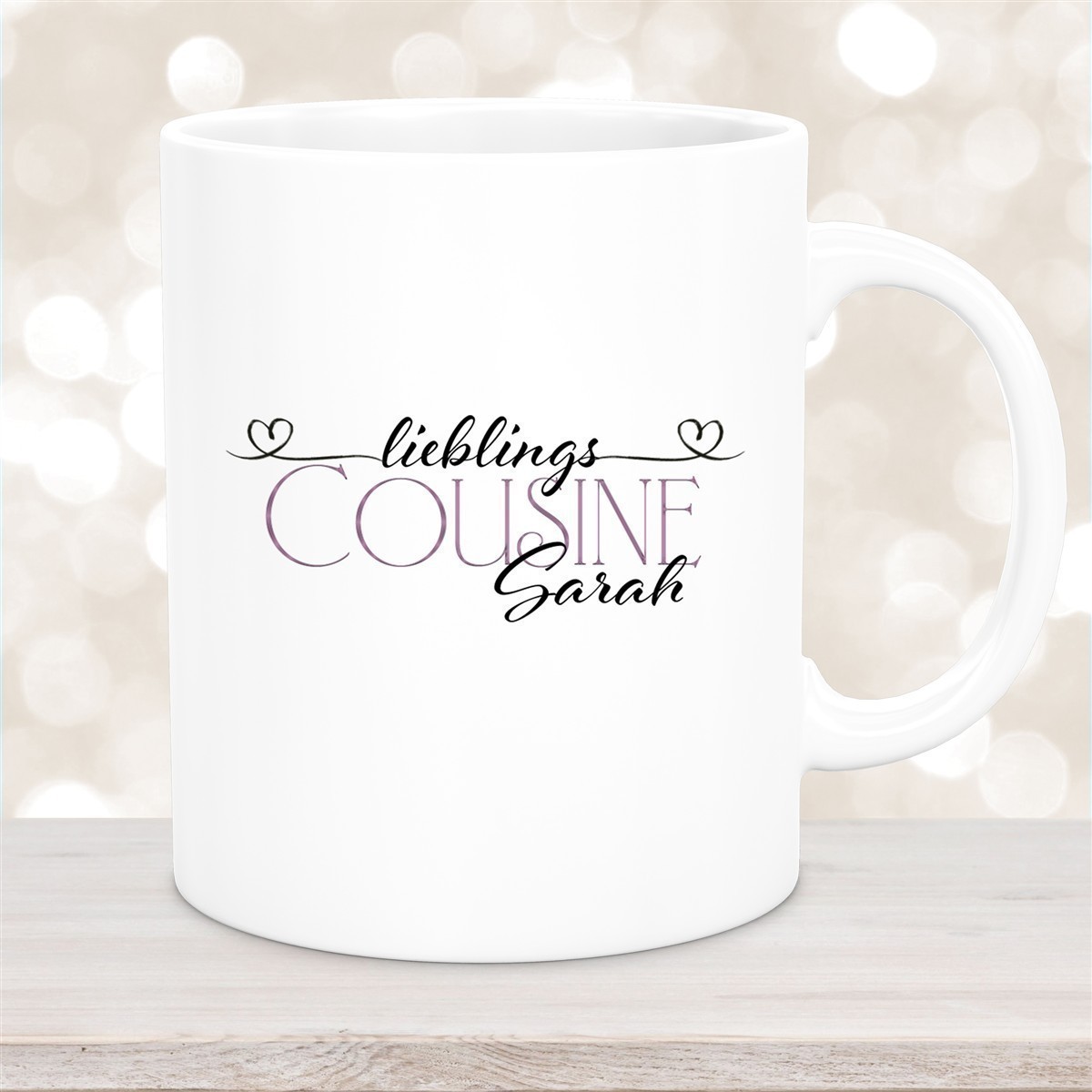 Tasse Wunschname Lieblings-Cousine #1 personalisiert Keramik Becher Weiß Tasse Wunschname Lieblings-Cousine #1 personalisiert Keramik Becher versch. Farben
