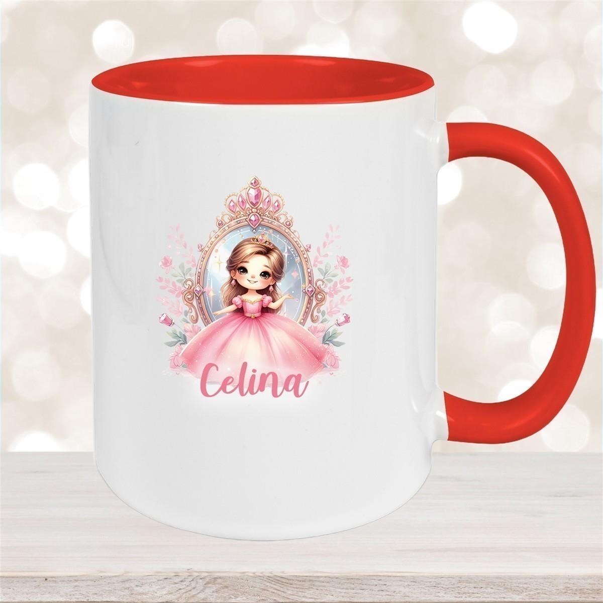 Tasse Kinder Prinzessin 2 Wunschname Keramik Kinderbecher personalisiert versch. Farben