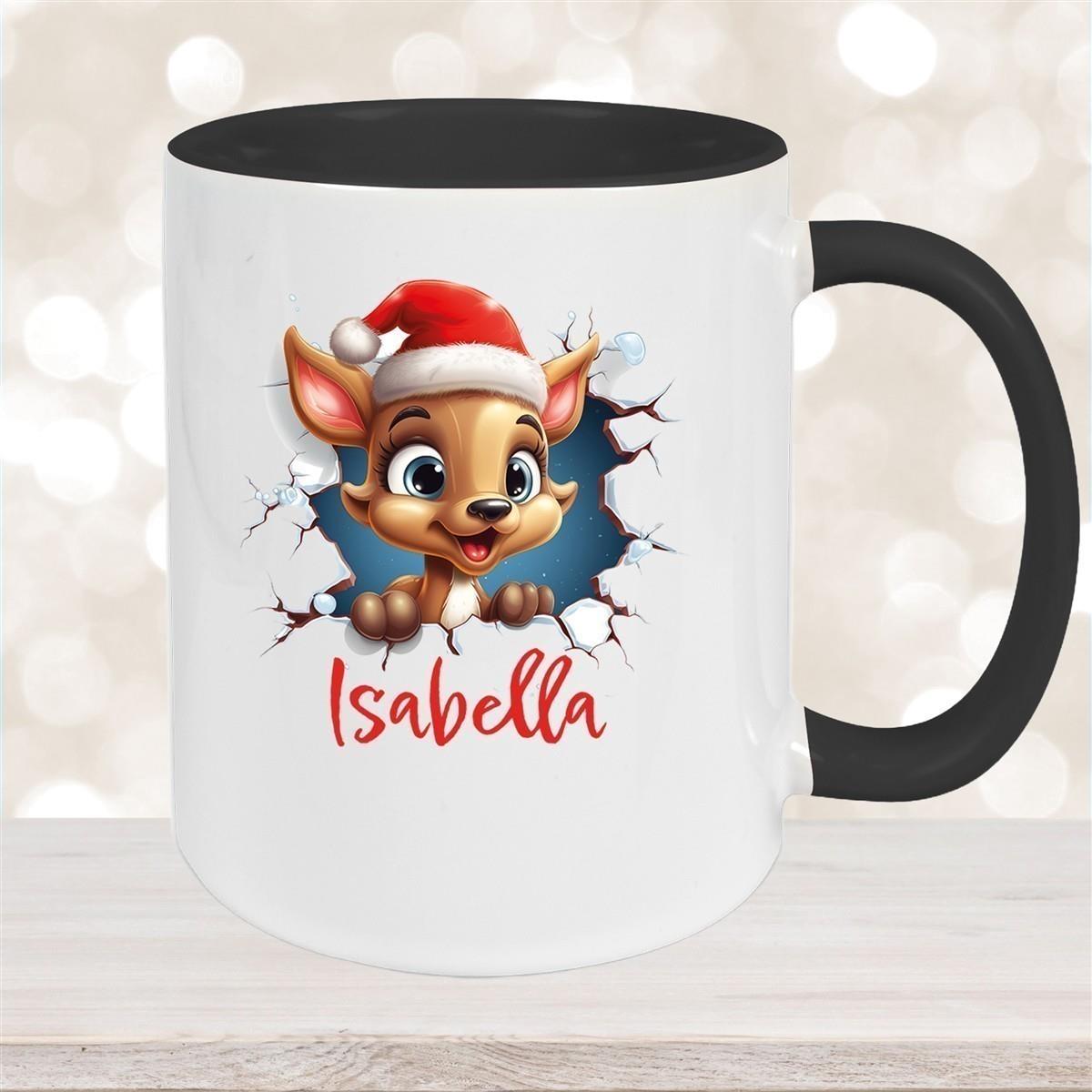Tasse Wunschname Christmas Rentier 1 Keramik Kinderbecher versch. Farben