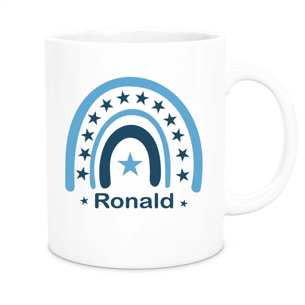 Tasse Wunschname Regenbogen #3 Keramik Kinderbecher Weiß