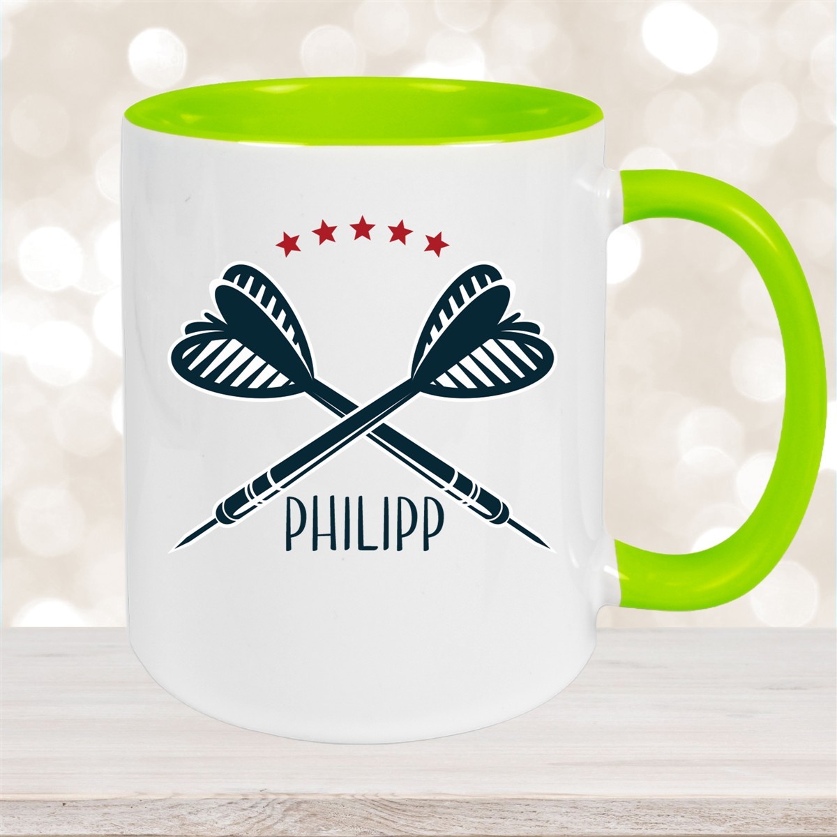 Tasse Dart #3 Wunschname Keramik Kinderbecher personalisiert Grün