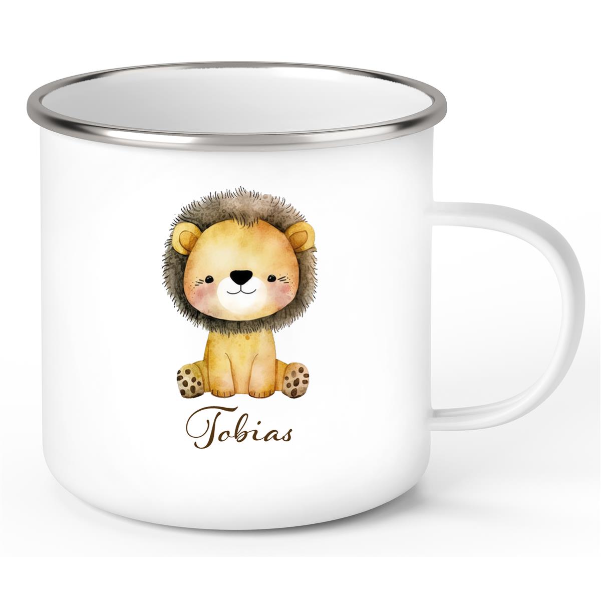 Tasse Wunschname Löwe 1 Emaille Kinderbecher
