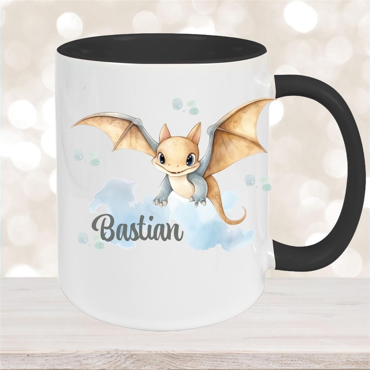 Tasse Wunschname Dino 4 Keramik Kinderbecher versch. Farben