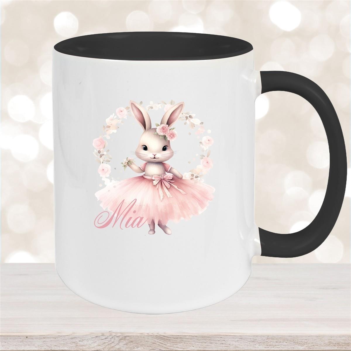 Tasse Ballerina 5 Wunschname Keramik Kinderbecher personalisiert versch. Farben