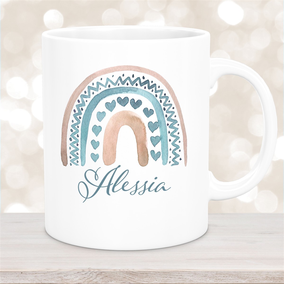 Tasse Wunschname Regenbogen #5 Keramik Kinderbecher versch. Farben