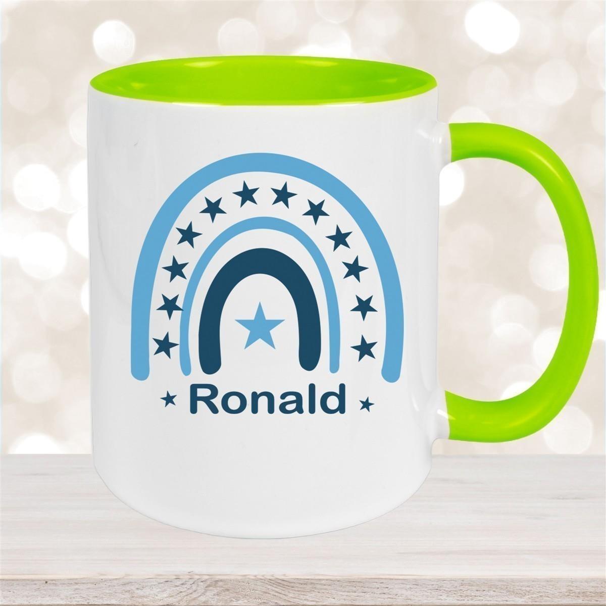 Tasse Wunschname Regenbogen 3 Keramik Kinderbecher versch. Farben