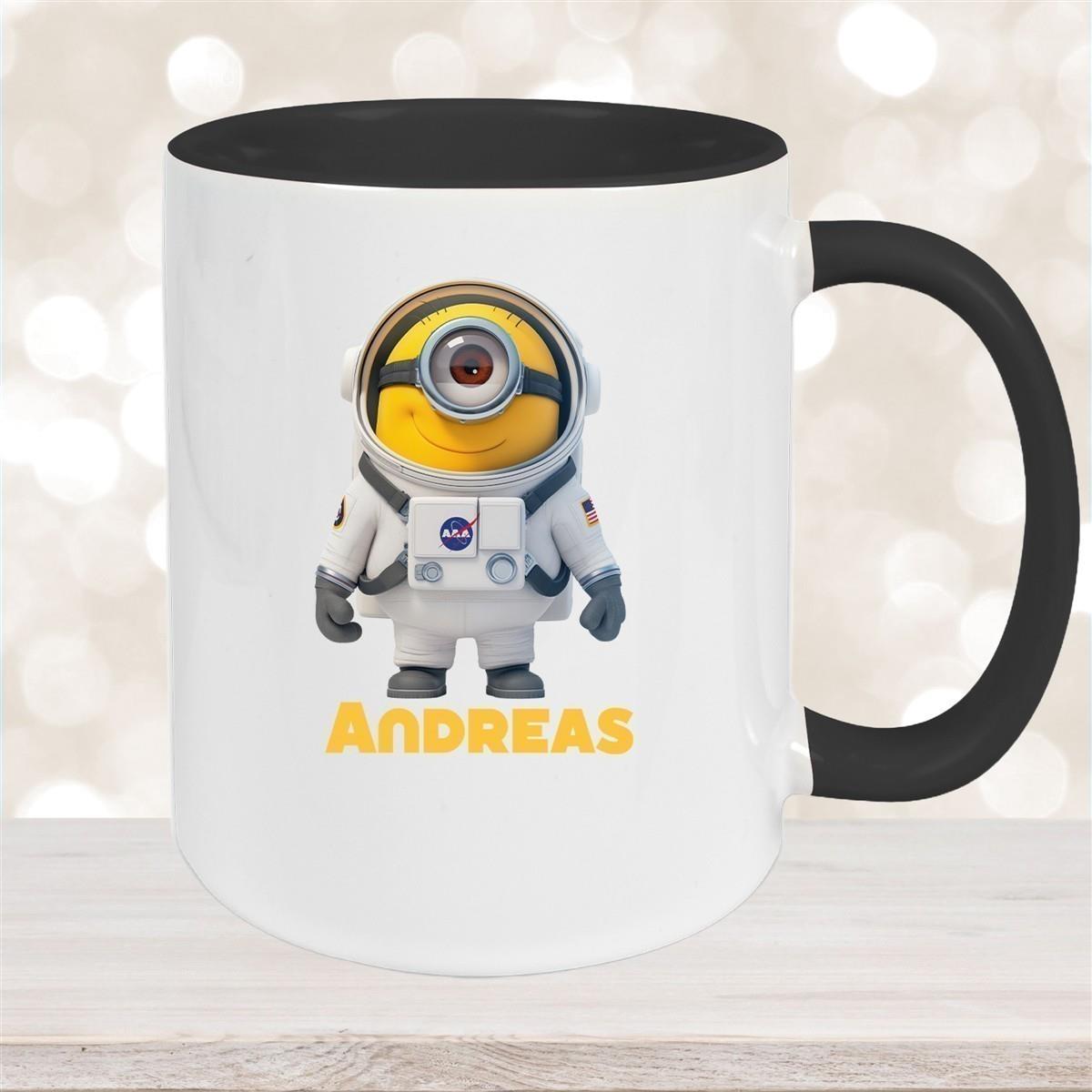 Tasse Minions Kinder Minion 3 Astronaut Wunschname Keramik Kinderbecher personalisiert versch. Farben
