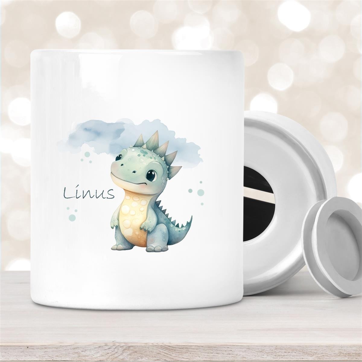 Spardose mit Wunschname Dino #15 personalisiert Spardose mit Wunschname Dino #15 personalisiert