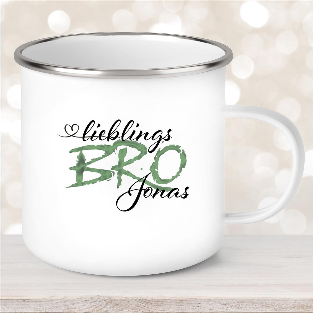 Tasse Wunschname Lieblings-BRO #2 Emaille personalisiert