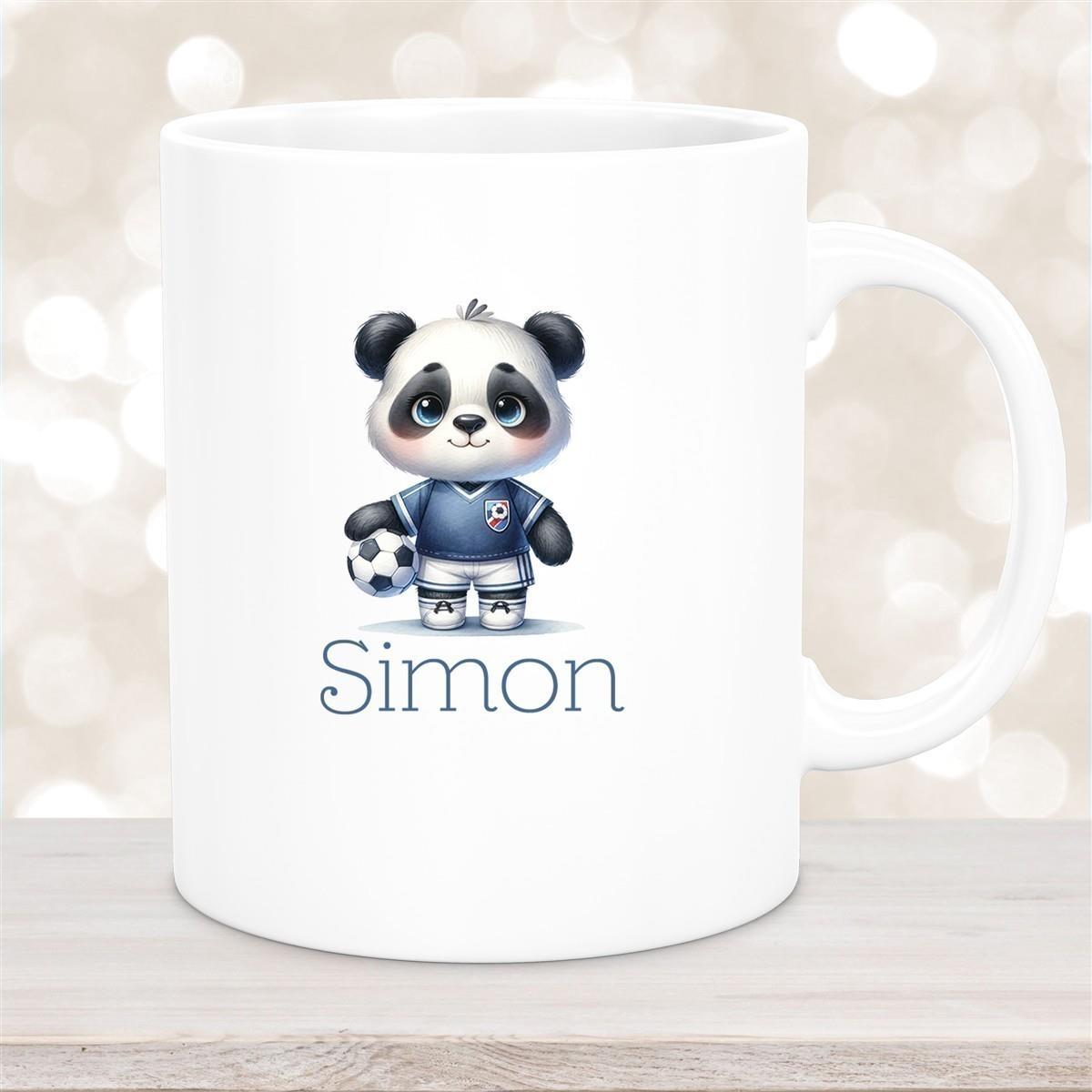 Tasse Wunschname Fußball 17 Personalisiert Panda Keramik Kinderbecher versch. Farben