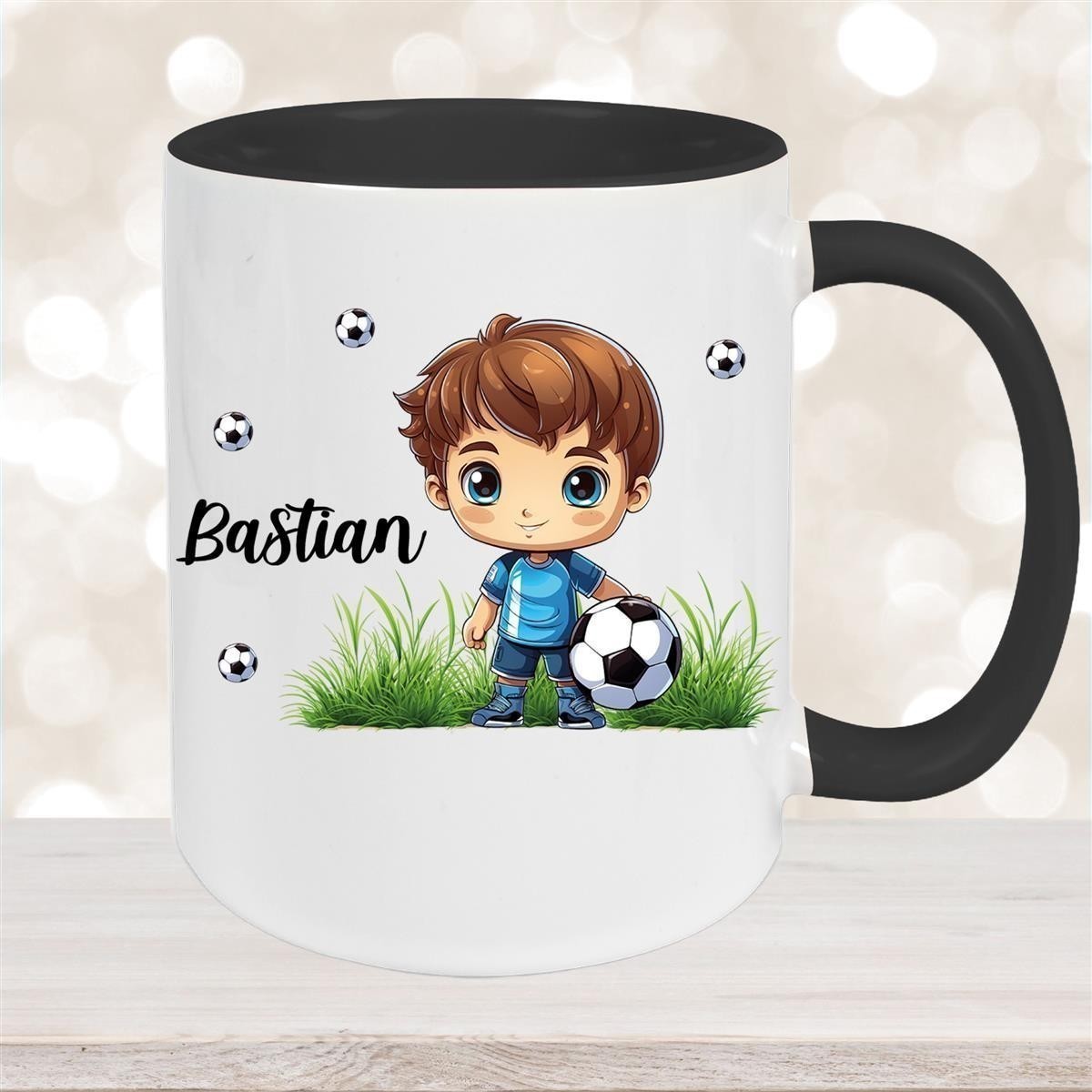 Tasse Fußball #6 Wunschname Keramik Kinderbecher personalisiert versch. Farben