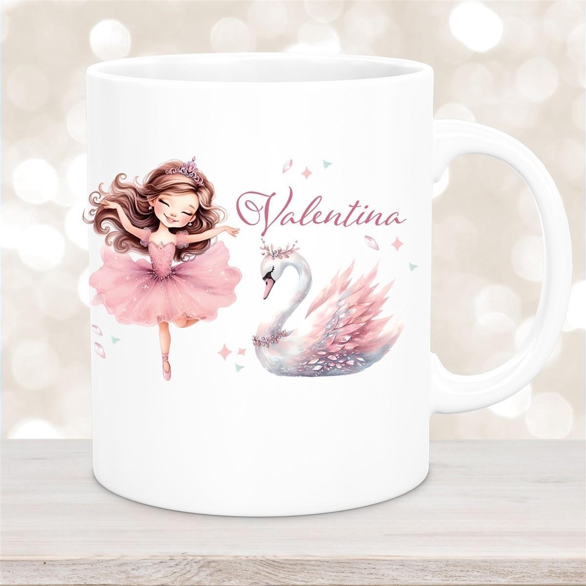 Tasse Ballerina 2 Wunschname Keramik Kinderbecher personalisiert versch. Farben