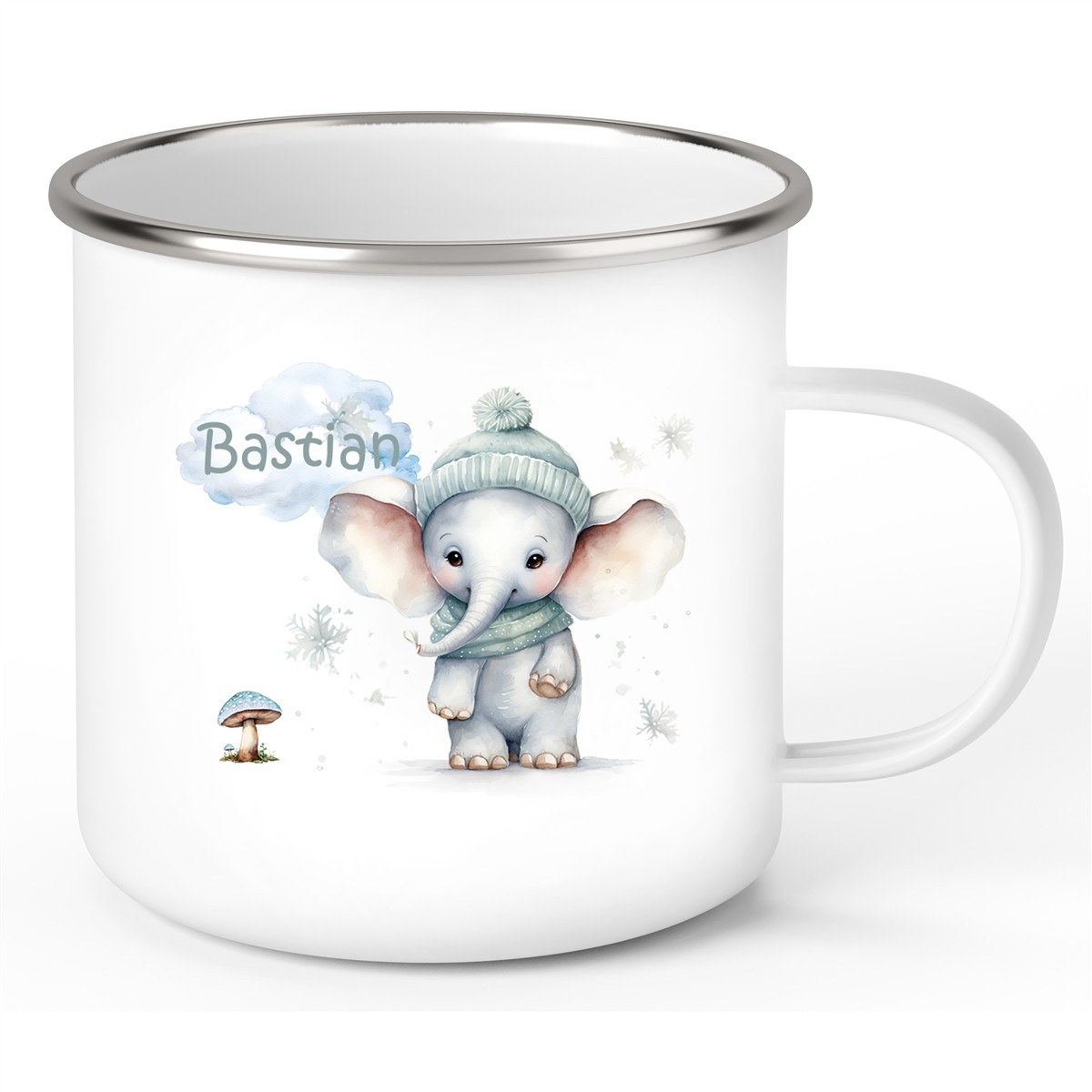 Tasse Wunschname Weihnachten Elefant 1 Emaille Kinderbecher